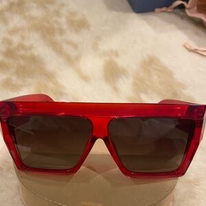 Celine Red Rectangular Sunglass